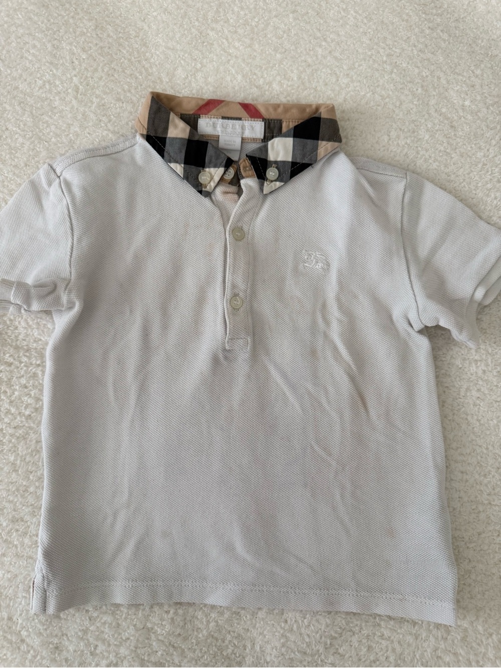 Burberry White Polo with Signature Check Collar